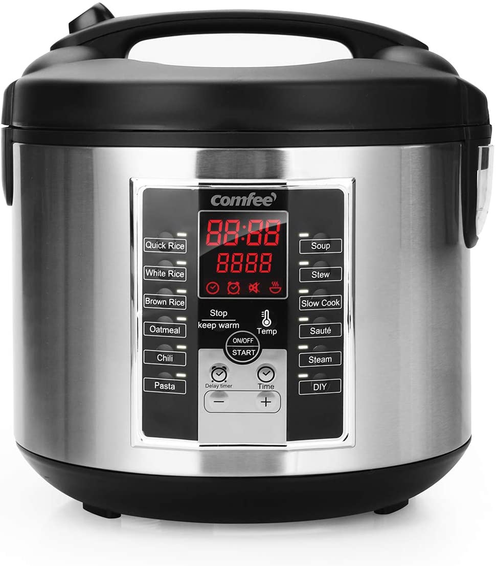 COMFEE' Rice Cooker, Slow Cooker, Steamer, Stewpot, Sauté All in One (12 Digital Cooking Programs) Multi Cooker (5.2Qt ) Large Capacity. 24 Hours Preset & Instant Keep Warm